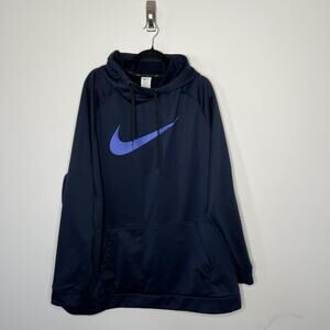 Nike Therma-FIT Hoodie Mens 3XL Tall Navy Pullover Fleece Swoosh CU6238-452